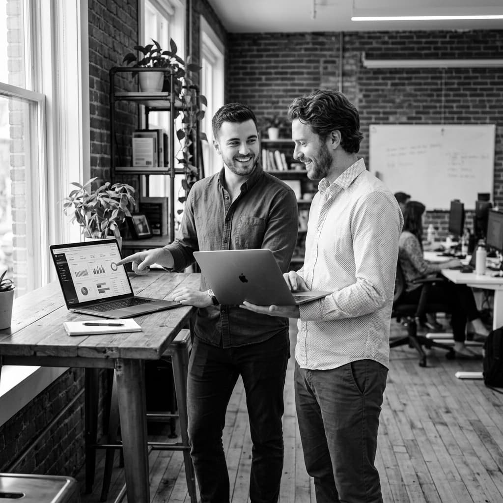 ScribeSEO co-founders in their workshop